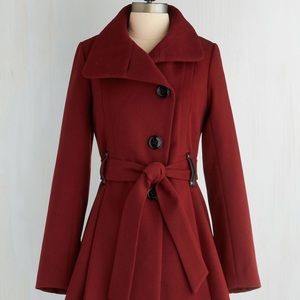 Steve Madden ModCloth Winterberry Coat in Burgundy